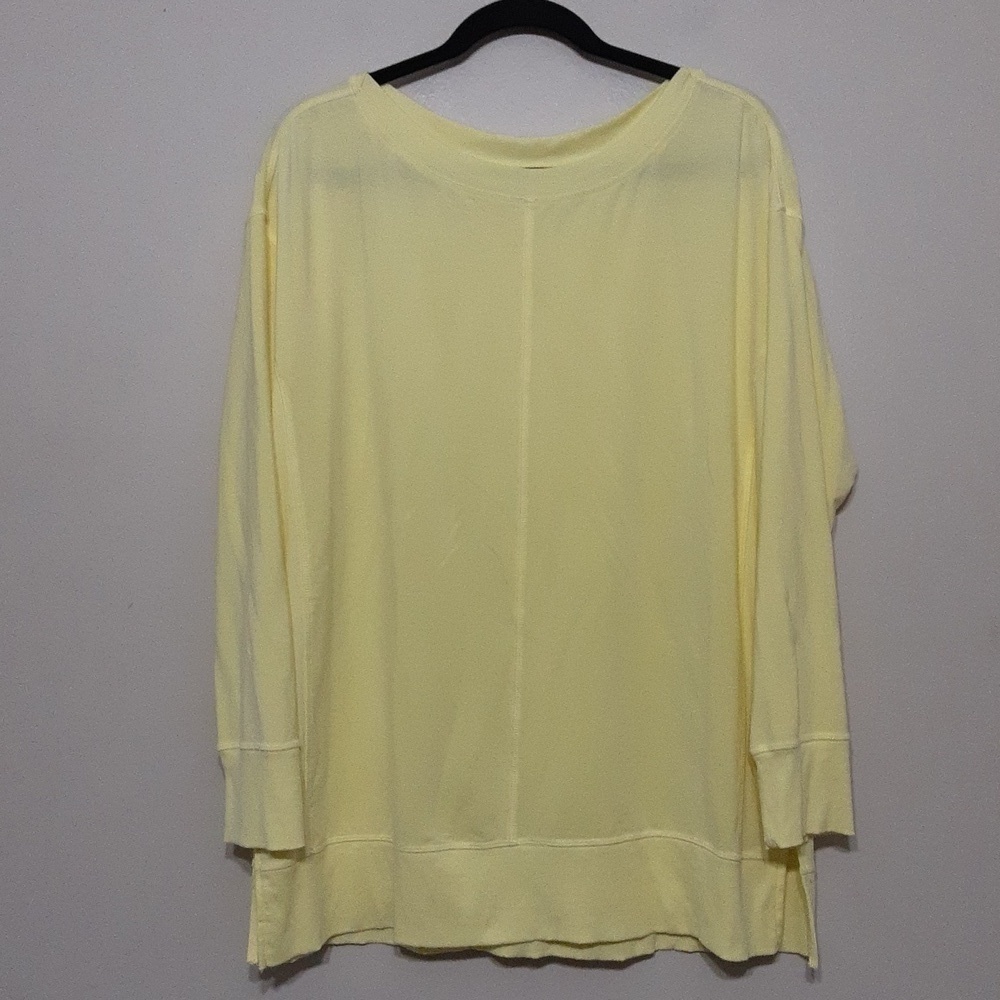 Garnet hill women blouse pull on M lagenlook luxury casual office soft yellow